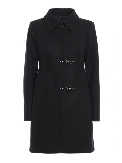 Fay Black Wool Blend Three-hook Coat