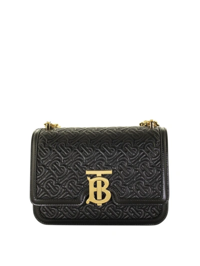 Burberry Tb Quilted Leather Small Bag In Black