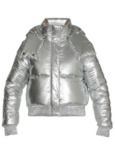 Off-white Silver Padded Coat In Silver Silver
