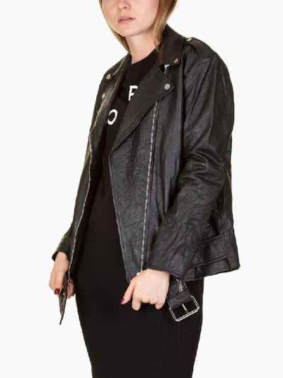 Michael Kors Biker Leather Jacket In Black