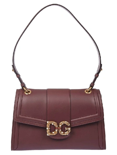 Dolce & Gabbana Embellished Logo Plaque Long Handle Tote In Red