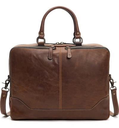 Frye Men's Logan Leather Work Bag In Dark Brown