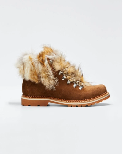 Montelliana Camelia Boots With Fox Fur In Light Brown