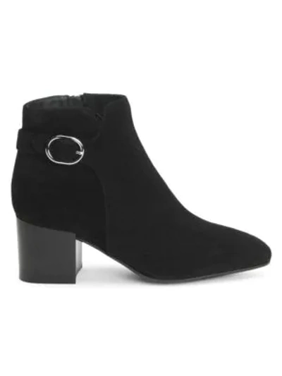 Aquatalia Tacey Suede Buckle Ankle Booties In Black