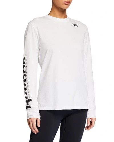 Victoria Beckham Long-sleeve Logo Tee In White