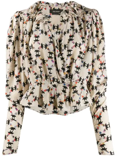 Isabel Marant Printed Blouse In Neutrals