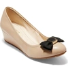 Cole Haan Tali Soft Bow Pump In Nude Leather