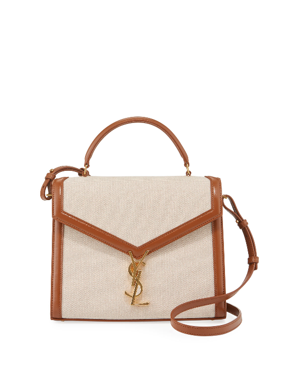 Saint Laurent Cassandre Ysl Monogram Canvas TopHandle Bag Golden