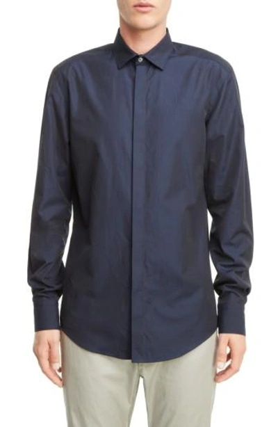 Lanvin Covered Placket Sport Shirt In Navy
