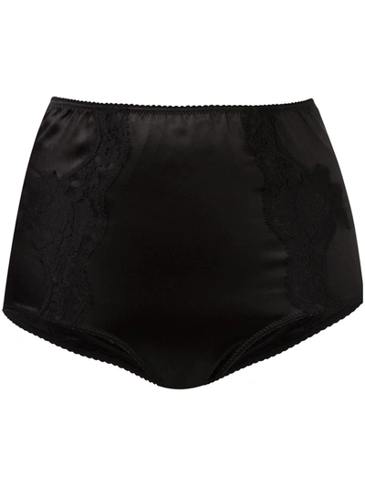 Dolce & Gabbana Lace Detail High Waisted Brief In Black