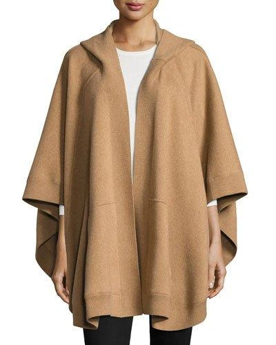 Burberry Carla Hooded Open-front Poncho, Camel