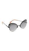 Fendi Cutout Cat-eye Sunglasses In Black/dark Grey