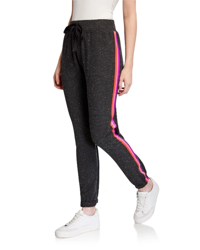 Lisa Todd Speckled Side Stripe French Terry Jogger Pants In Black Speckle