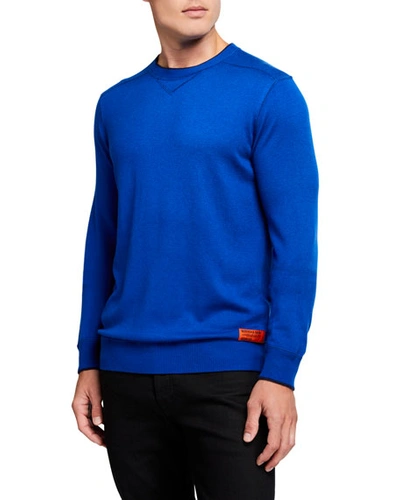 Scotch & Soda Men's Contrast-details Crewneck Sweater In Star Blue