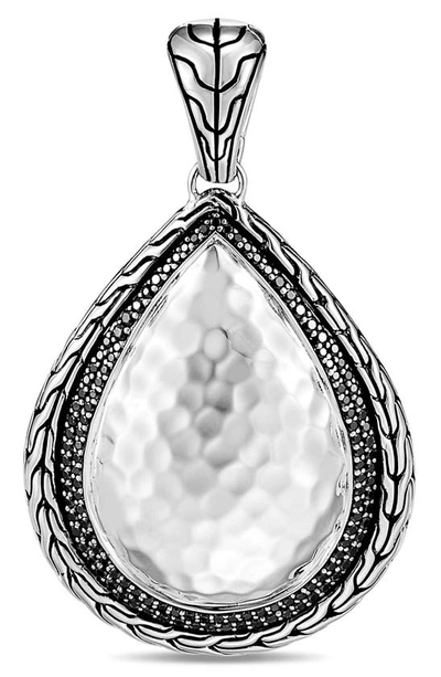 John Hardy Classic Chain Hammered Black Spinel Pear Pendant In Silver