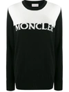Moncler Bicolor Wool/cashmere Logo Sweater In Black
