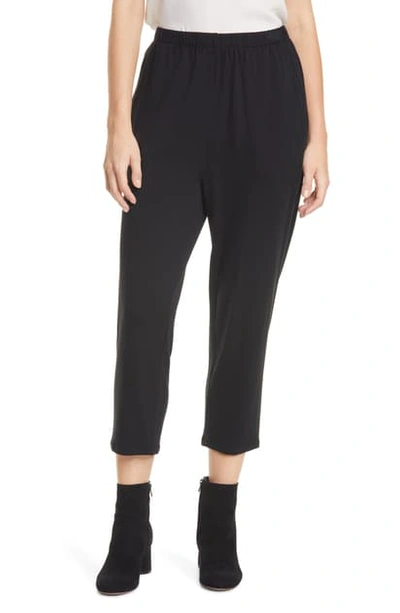 Eileen Fisher Petite Slouchy Jersey Ankle Pants W/ Pockets In Black