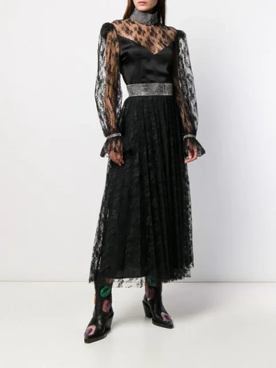 Christopher Kane Crystal-embellished Floral-lace Dress In Black