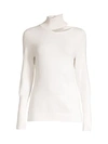 Elie Tahari Vita Wool-blend Cutout Mockneck Sweater In Foam