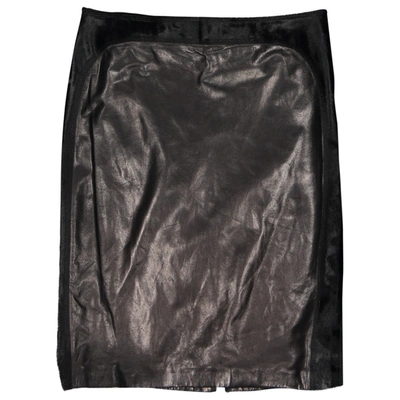 Pre-owned Versace Leather Skirt In Black