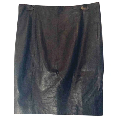 Pre-owned Joseph Leather Mid-length Skirt In Black