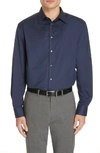 Emporio Armani Modern Fit Stretch Solid Dress Shirt In Solid Dark Blue
