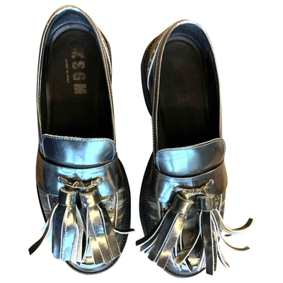 Pre-owned Msgm Leather Flats In Silver