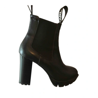 Pre-owned Karl Black Leather Ankle Boots