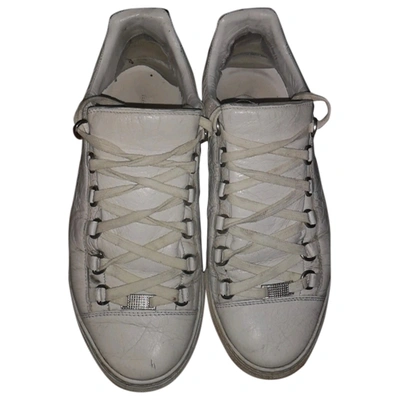 Pre-owned Balenciaga Arena Leather Low Trainers In White