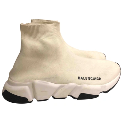 Pre-owned Balenciaga Speed White Cloth Trainers