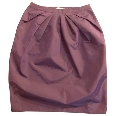 Pre-owned Prada Silk Mid-length Skirt In Burgundy