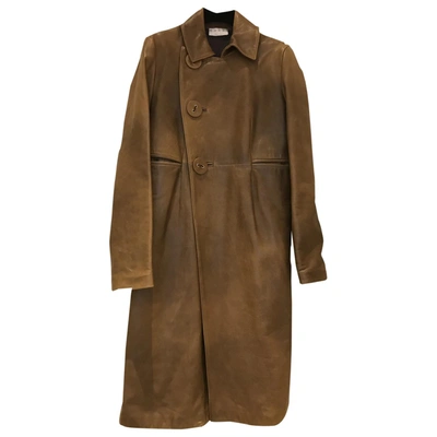 Pre-owned Marni Leather Coat In Camel