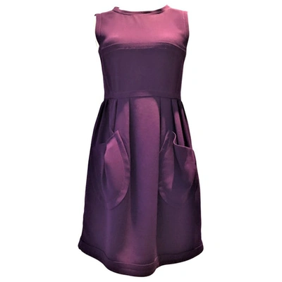 Pre-owned Miu Miu Wool Mid-length Dress In Purple