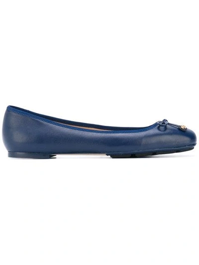 Tory Burch Laila Leather Ballet Flats In Blu