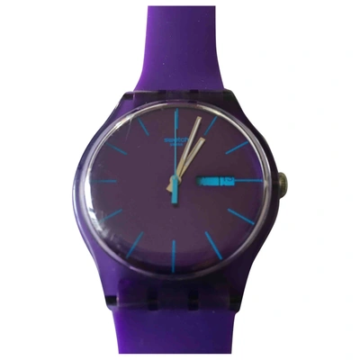 Pre-owned Swatch Purple Rubber Watch