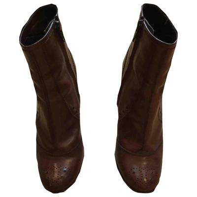 Pre-owned Pedro Garcia Leather Ankle Boots In Brown