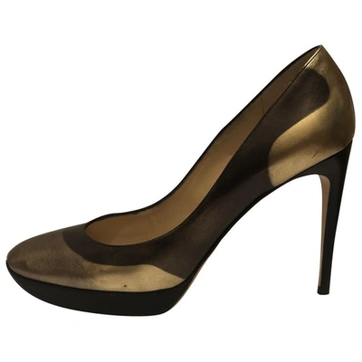 Pre-owned Emporio Armani Leather Heels In Gold