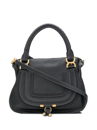 Chloé Marcie Leather Bag In Black