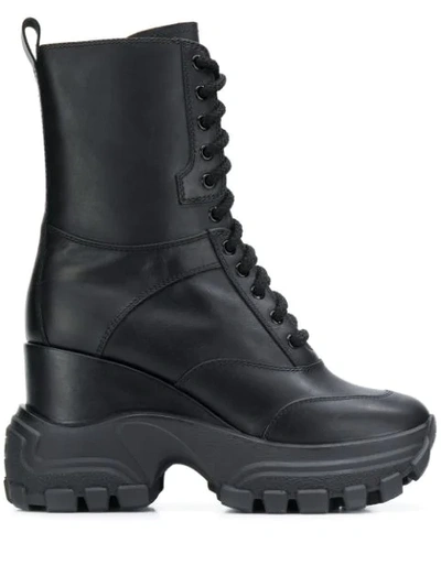 Miu Miu Chunky Military Boots In Black