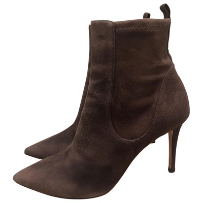 Pre-owned Gianvito Rossi Ankle Boots In Burgundy