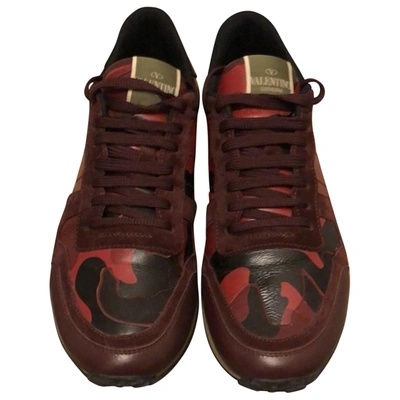Pre-owned Valentino Garavani Rockrunner Red Leather Trainers
