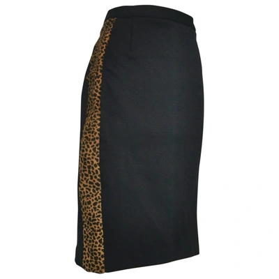 Pre-owned Genny Midi Skirt In Fabric With Pony Effect Inserts In Black