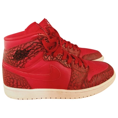 Pre-owned Jordan 1  Leather High Trainers In Red