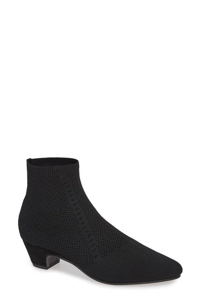 Eileen Fisher Purl Stretch-knit Fabric Booties In Black Stretch Fabric