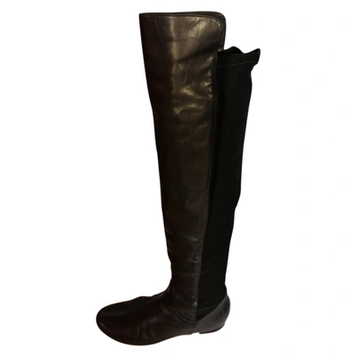 Pre-owned Max Mara Atelier Leather Boots In Black