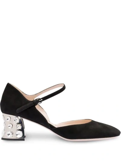 Miu Miu Women's Crystal-embellished Mary Jane Pumps In Black