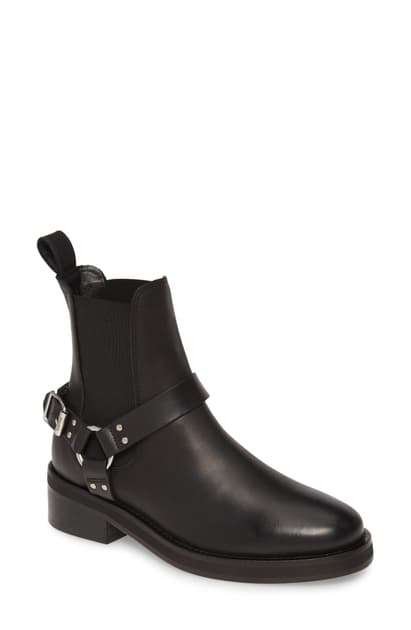 womens black leather moto boots
