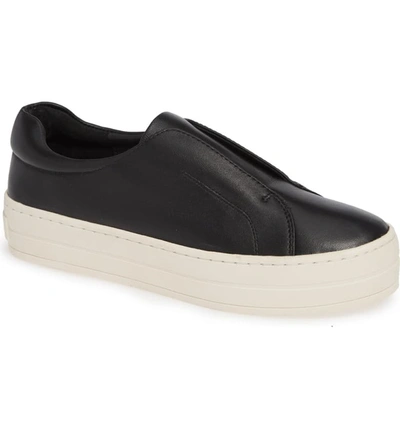 J/slides Heidi Platform Slip-on Sneaker In Black Leather