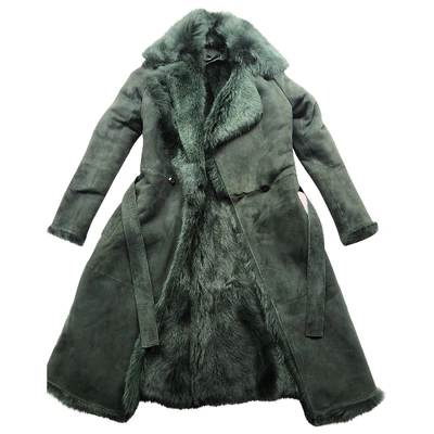 Pre-owned Karen Millen Green Faux Fur Coat