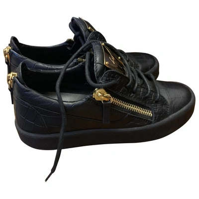 Pre-owned Giuseppe Zanotti Nicki Leather Trainers In Black